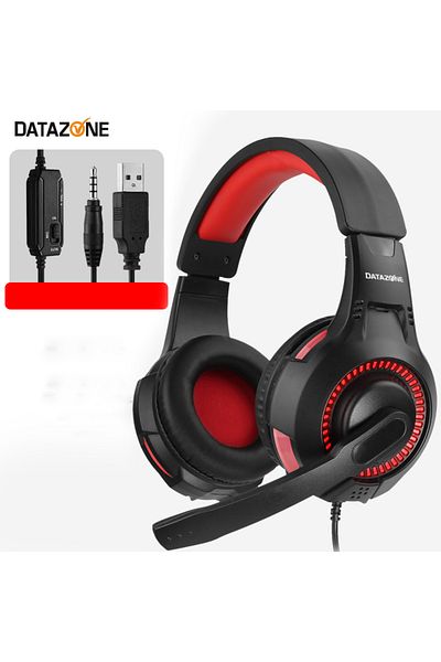 Datazone DZ-G1100 Gaming Headset (Red), wired, over-ear design, clear sound, noise isolation,
