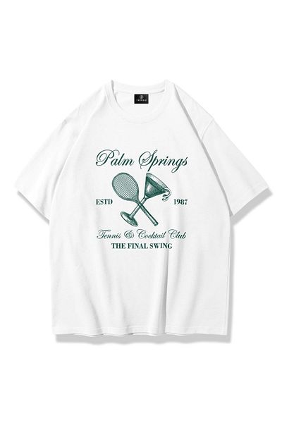 Trendiz Tricou Palm Springs pentru femei alb