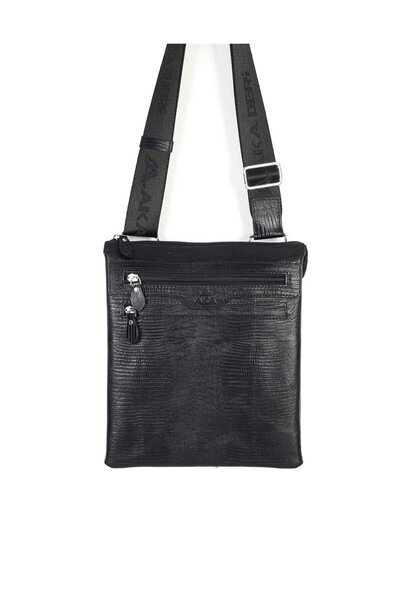Aka Deri حقيبة كتف جلدية سوداء 326 10