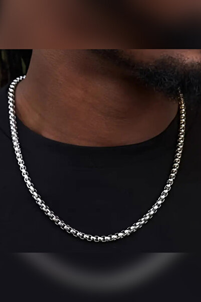 TREND COLLECTİON محبوك نموذج الفضة الرجال سلسلة قلادة الفولاذ غير تشويه