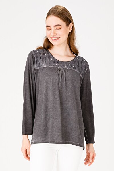 Desen Triko Bluză de damă cu mânecă lungă din țesătură jacquard din bumbac pi...