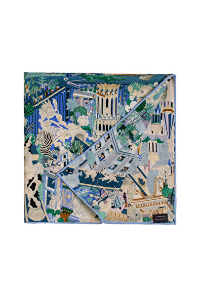 CASHMERE AND SİLK MAWLANA 100% KAŞMİR KARE ÇİFT BASKILI FULAR (70X70)