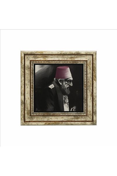Sadrazam 2. Tablou cu piatră naturală imprimată Abdulhamid (25 X 25 KRT-97)