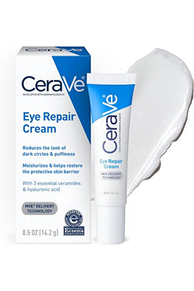 CeraVe كريم إصلاح العيون | كريم تحت العين للهالات السوداء والانتفاخات | 0.5 أونصة، 14 مل