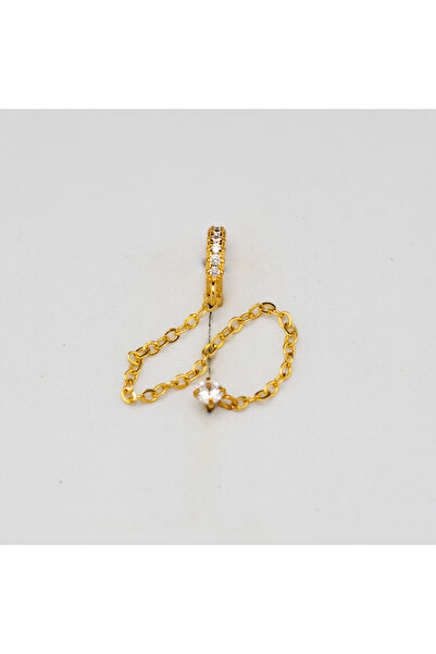 Piercing by Sever Şeffaf Taş Ve Halka 2'li Cerrahi Çelik Pıercıng. Altın/gold Renkli (TRAGUS HELIX CONCH FLAT)