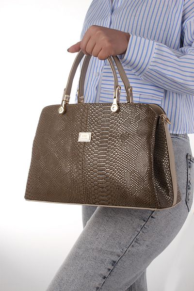 By Hakan Gk-800 Women's Three-Eye Hand and Shoulder Bag Crossbody Bag Kroko Vison