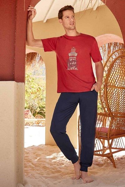 Berrak 9196 Men's Crew Neck Elastic Leg Pajama Set