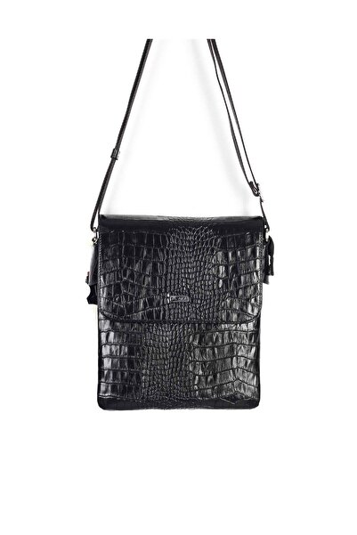 Aka Deri حقيبة كتف جلدية سوداء 360 12