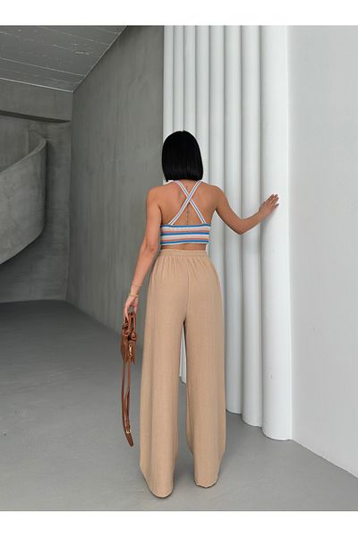ALİKA Women's Elastic Palazzo Trousers