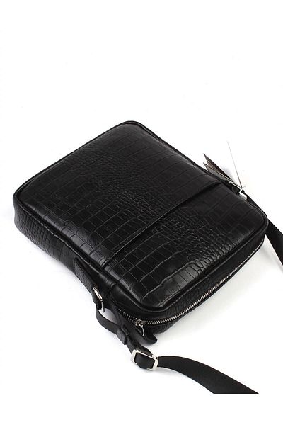 Aka Deri Crocodile Black Shoulder Bag 393 12