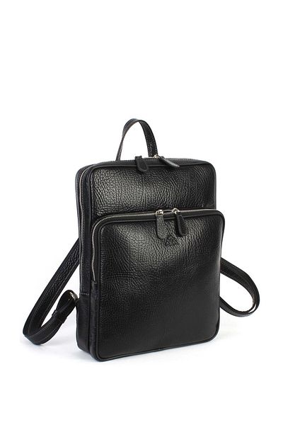 Aka Deri Medium Size Black Leather Backpack 906 60