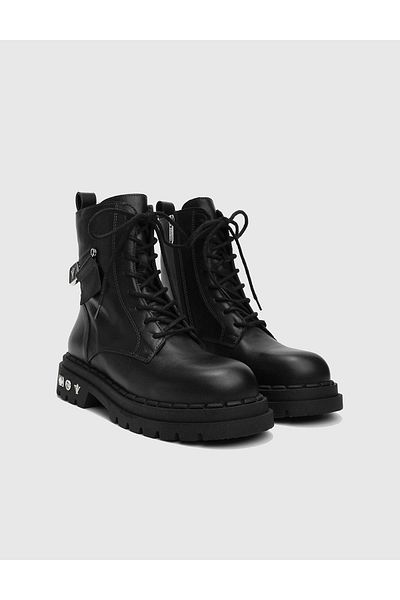 İLVİ Katrin Genuine Leather Women's Black Boots