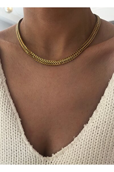 Hoop jewelery قلادة شبكية من الفولاذ