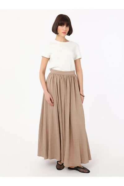 Benin Gathered Flared Skirt - Beige - Benin