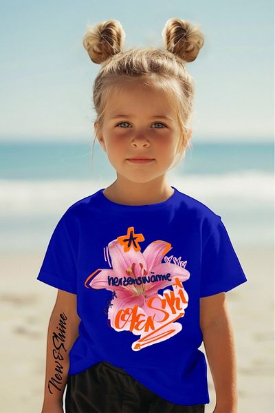 New Shine 1 tricou este un cadou pentru achiziții de 6 și mai sus în coș - Tricou pentru copii oversize imprimat cu flori