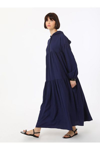 Benin Hijab Dress - Navy Blue - Benin