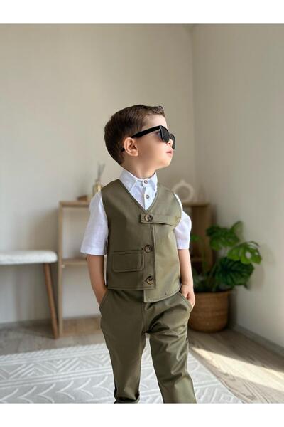 favorimkids طقم أطفال أخضر جديد مكون من 3 قطع من عمر 1 إلى 6 سنوات (قميص قصير...