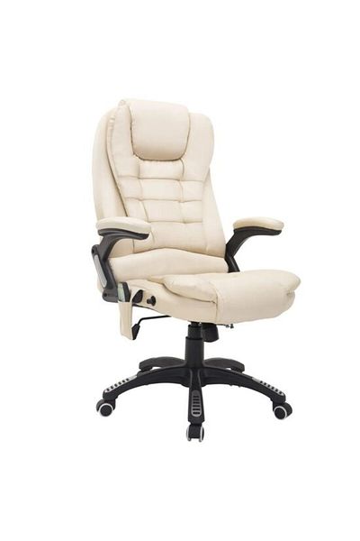 ART Scaun de birou cu masaj si incalzire, pivotant, piele ecologica, bej, max 150 kg, 62x68x111-121 cm