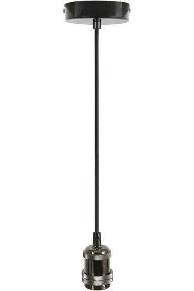 Gerenic حامل مصباح E27 مفرد ومجموعة اسلاك | كروم اسود