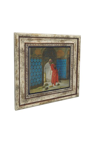 Sadrazam Turtle Trainer Picture Printed Natural Stone Painting (25 X 25 Krt-127)