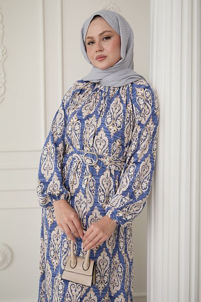 InStyle Φόρεμα Indigo Viscose με σειρά έθνικ μοτίβο