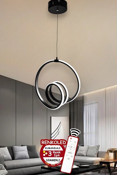 Renkoled Aydınlatma Kumandalı 3 Renk Işıklı Modern Sarkıt Led Avize ledli avize Antre, Hol, Oda URANÜS