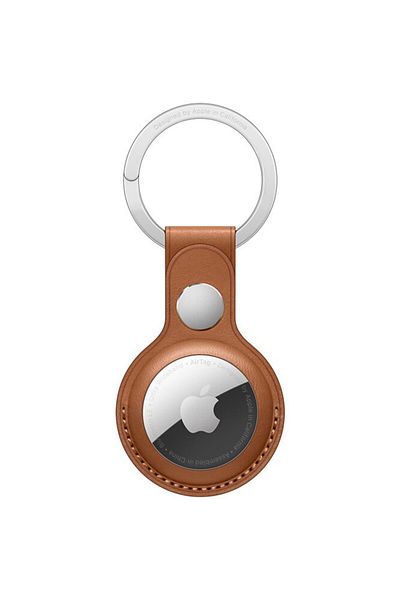 Apple AirTag Apple Leather Key Ring, Saddle Brown
