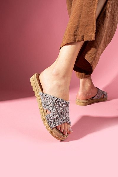 FUGA MODA Πλεκτές παντόφλες Conti Grey Cross Strap