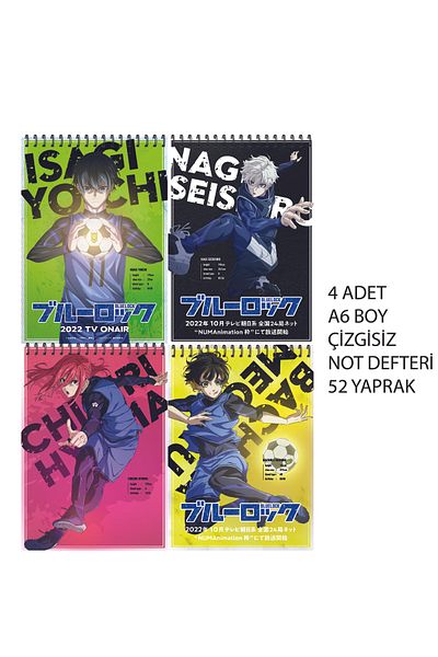 nihonwosekai Blue Lock Anime A6 Boy Notebook Set Unlined 52 Sheets