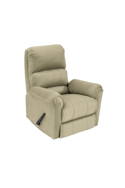 BACK COMFORT Velvet Rocking & Rotating Recliner Chair - Dark Ivory - ChillSeat