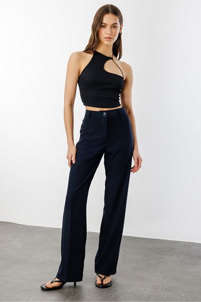 GENIUS STORE Γυναικείο υφασμάτινο παντελόνι ψηλόμεσο φαρδύ πόδι ΠΑΝΤΕΛΟΝΙ-004