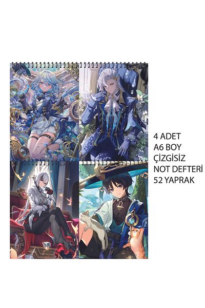 nihonwosekai Genshin Anime A6 Size Notebook Set Unlined 52 Sheets