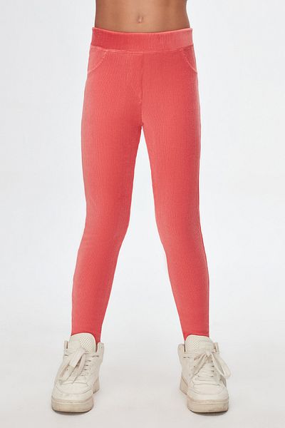 LOVETTI Dark Salmon Girls' Corduroy Leggings with Pockets