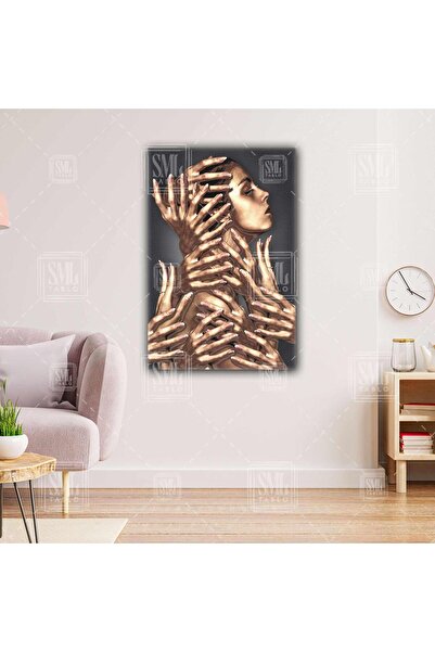 SML TABLO Seksi Kadın Vücut El Portre Dekoratif Dikey Kanvas Tablo