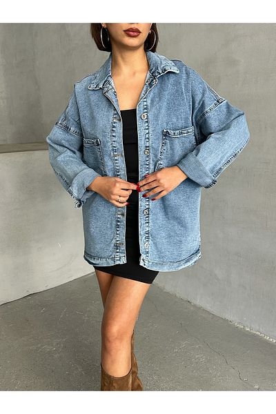 ÇEÇİM JACHETĂ DE DENIM PENTRU FEMEI CU BUZUUNAR DUBLU ZYN-58711