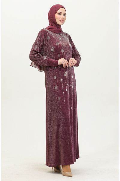 sefamerve Φόρεμα Plum Stone Glitter - 0408-02