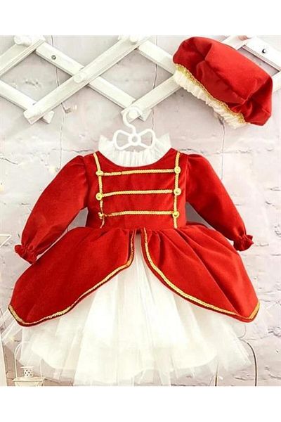 Hly Karol Tasarım Red Velvet Plaid Baby Girl Dress, Custom Made Girl's Dress, Birthday Dress, Photo