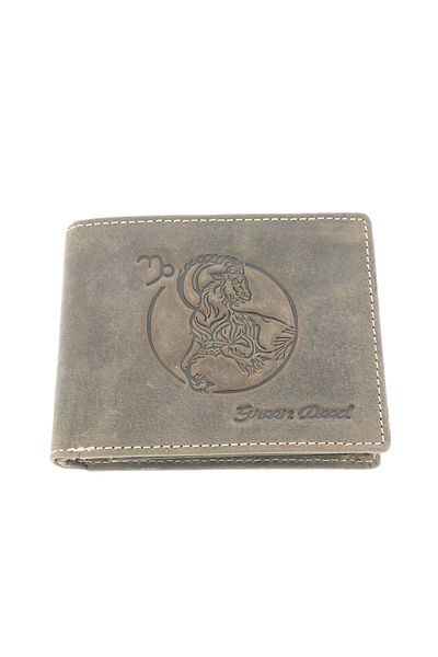 GiftExpress Men's wallet genuine leather brown Zodiac Capricorn