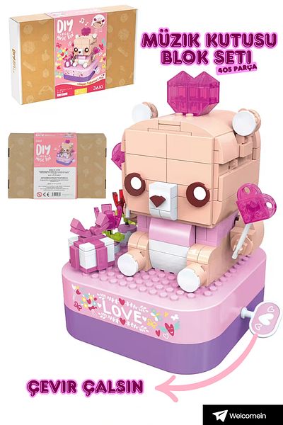 welcomein Vagon Life Pink Dog Music Box Block Set 405 Pieces -Vagon Life +8 Years