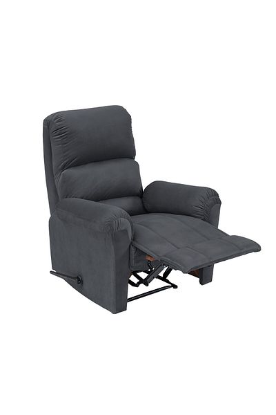 BACK COMFORT Velvet Rocking & Rotating Recliner Chair - Dark Grey - ChillSeat