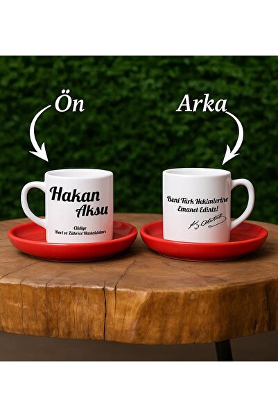 Bk Gift Kişiye Özel Doktorlara Özel İsimli Kırmızı Tabaklı Türk Kahvesi Finca...