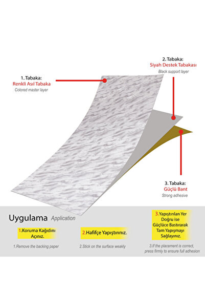 TİNK Kendinden Yapışkanlı Mermer Desenli PVC Parke 25x80 cm / 15 Adet / 3 m²