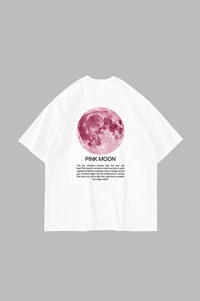 Sekizbiraltı Λευκό μπλουζάκι Unisex με στάμπα Pink Moon