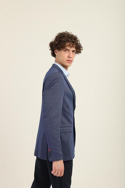AGUSTİNİ Navy Blue Color, Two Buttons Double Slit Mono Collar Slim Fit Pattern |   Agustini
