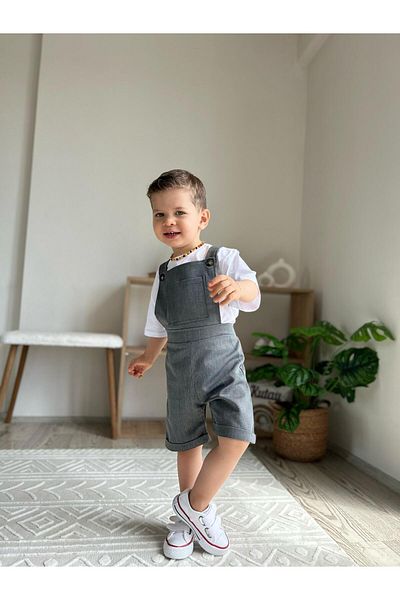 favorimkids New Front Pocket Salopet Suit Salopet T-Shirt Set of 2 1-6 Years