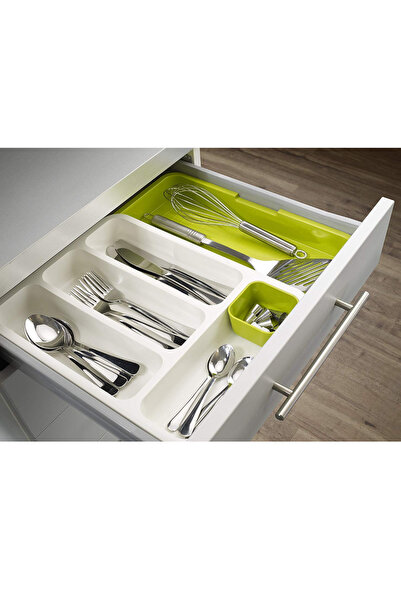 Herum Drawer Cutlery Organizer, Extendable, Green / White, 36 X 47 X 5 Cm
