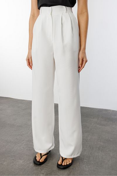 GENIUS STORE Pantaloni Palazzo cu talie înaltă din țesătură plisată pentru femei PANTALONI-002