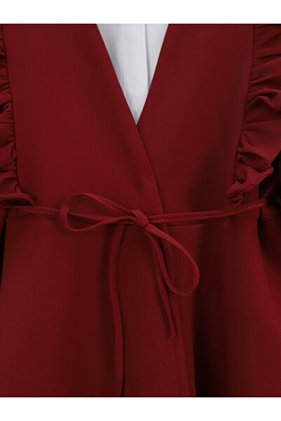 HİJABAYA Ruffled Lace-Up Skirt and Tiered Pants Kimono Set