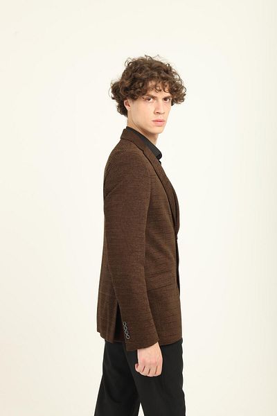 AGUSTİNİ Brown Mono Collar Two Button Double Slit Blazer Single Jacket Slim Fit |   Agustini