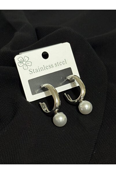 İMRE ÇELİK İNCİLİ KÜPE GÜMÜŞ RENK